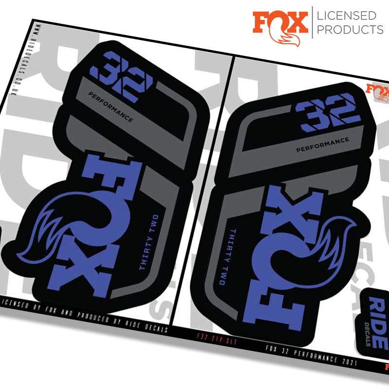 Fox 32 performance fork Stickers- slate blue- ride decals