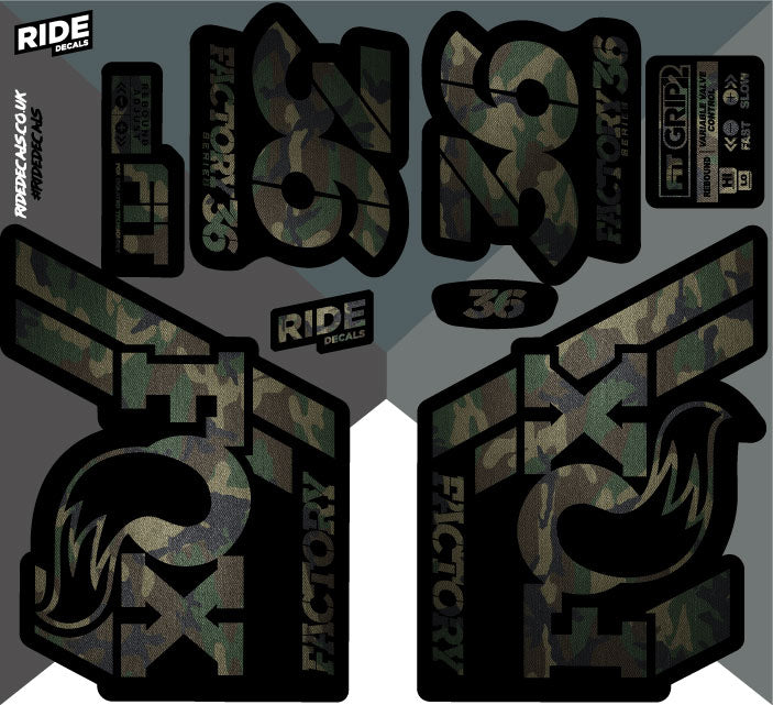 Fox 36 2018 Camo Decals Stickers by Ride Decals UK