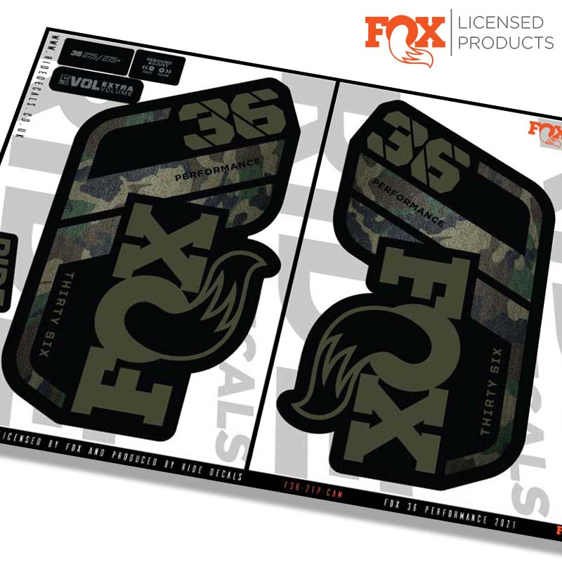 Fox 36 performance fork Stickers- camo- ride decals