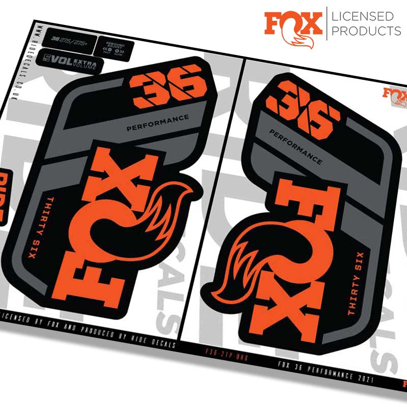 Fox 36 performance fork Stickers- orange- ride decals