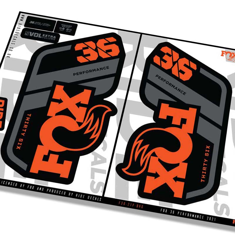 Fox 36 performance fork Stickers- orange- ride decals