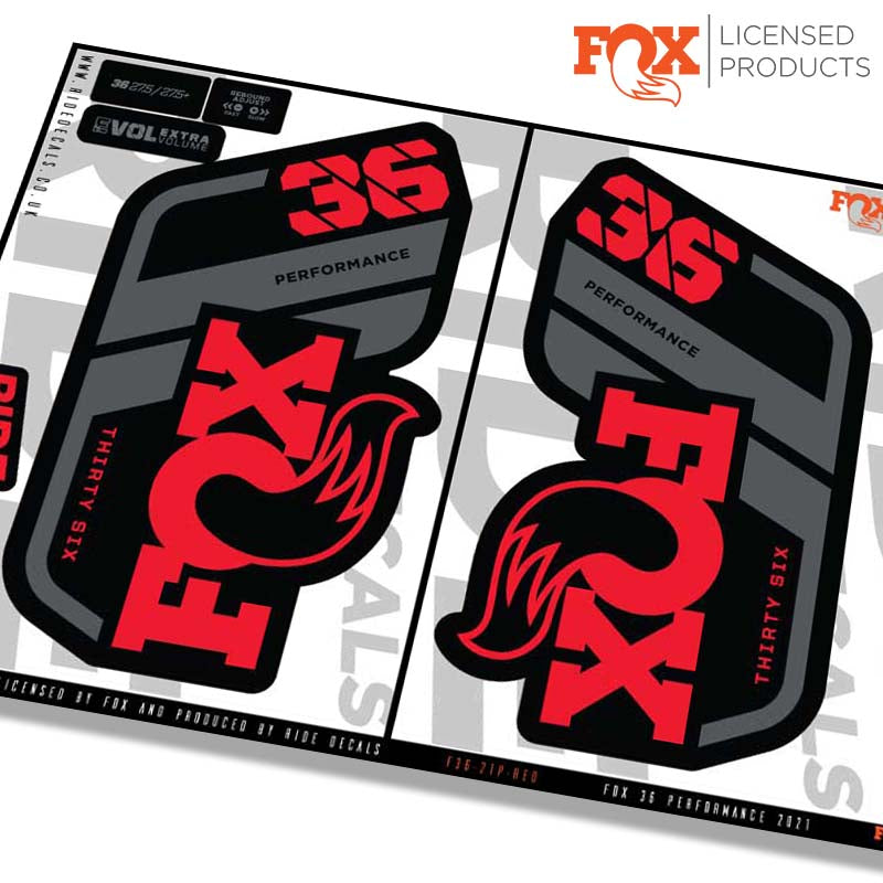 Fox 36 performance fork Stickers- red- ride decals