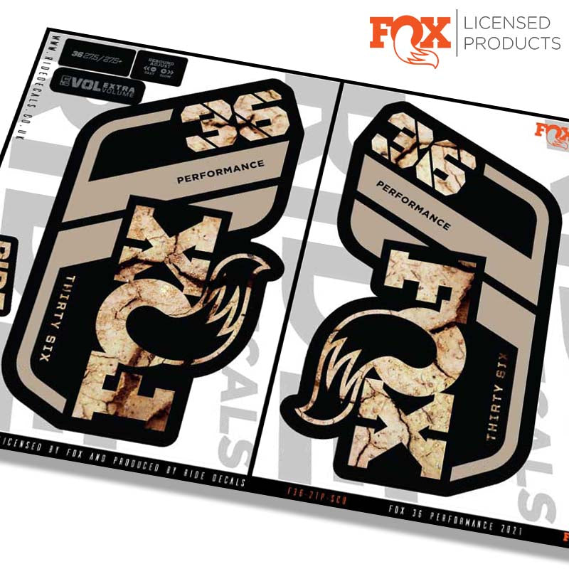 Fox 36 performance fork decals- scorched earth- ride decals
