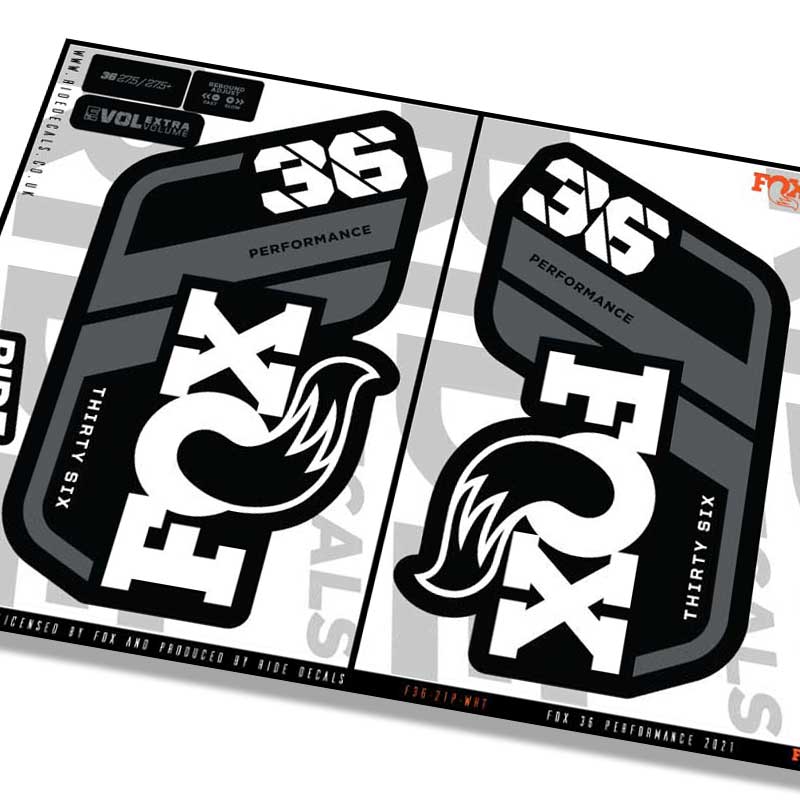 Fox 36 Performance 2021 Fork Decals - White- Licensed by Fox
