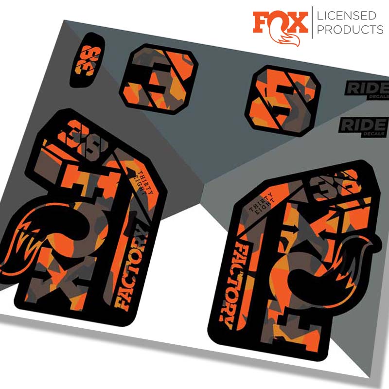 Fox 38 Factory 2021 Fork Decals Fire Camo Licensed By Fox