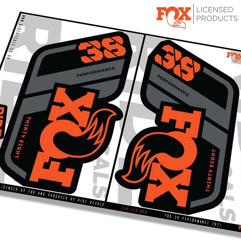Fox 38 performance fork Stickers- orange- ride decals