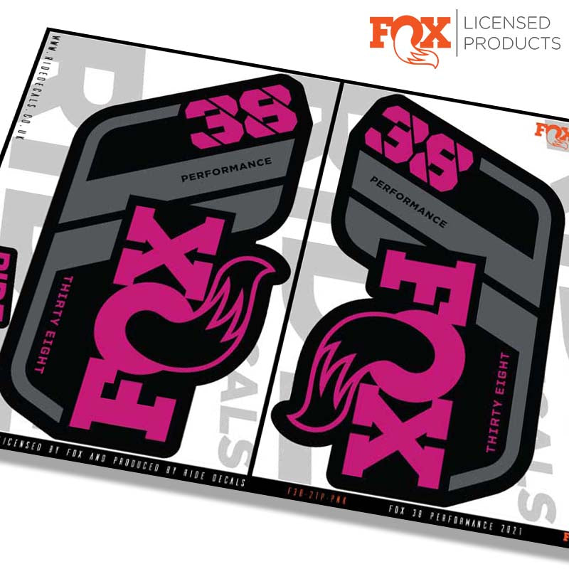 Fox 38 performance fork Stickers- pink- ride decals