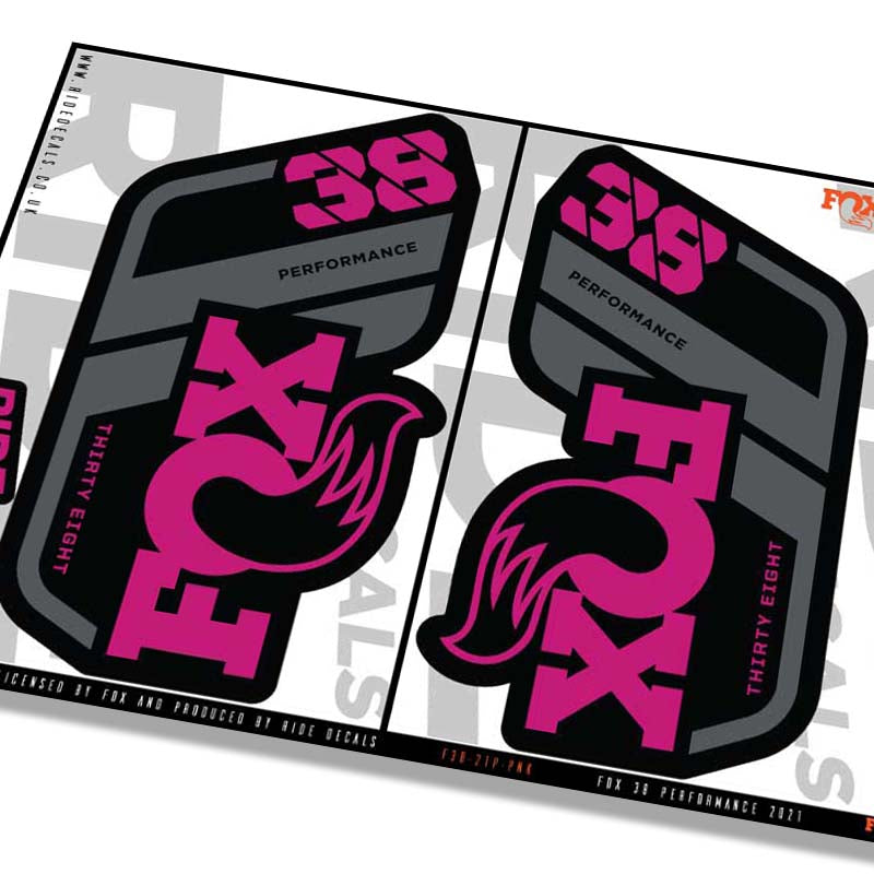 Fox 38 performance fork decals- pink- ride decals