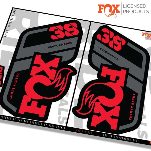 Fox 38 Performance Fork Decals Red - Ride Decals /Licensed by Fox