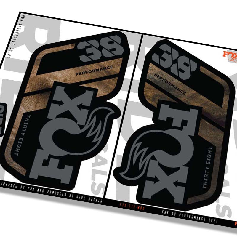 Fox 38 performance fork decals- woodgrain- ride decals