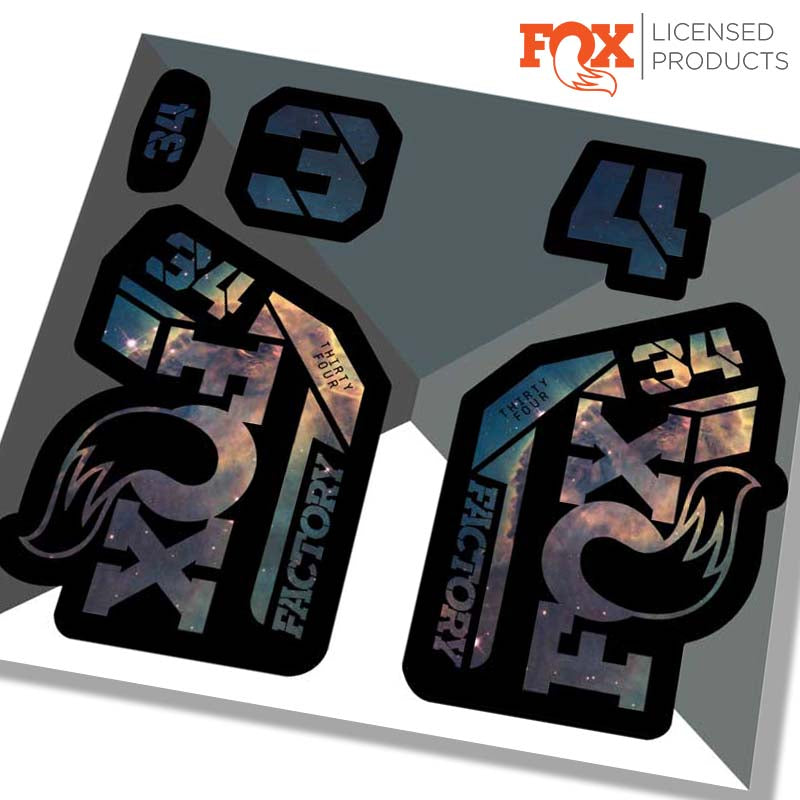 Fox 34 factory fork stickers, 2021 NEBULA / RIDE DECALS