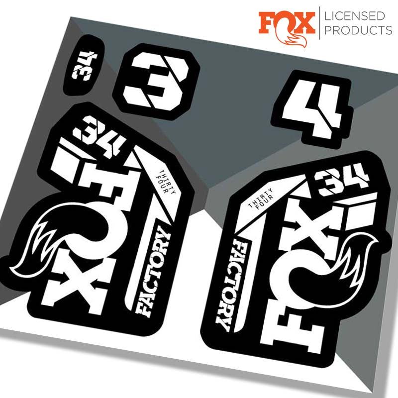 Fox 34 factory fork stickers, 2021 WHITE / RIDE DECALS