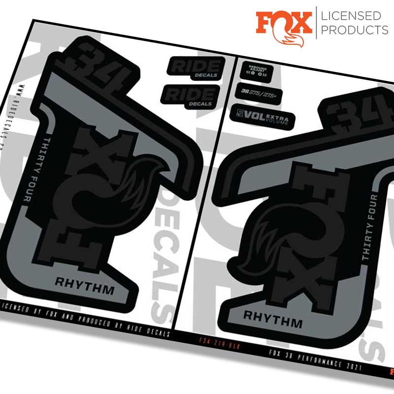 Fox 34 Rhythm fork Stickers- black- ride decals