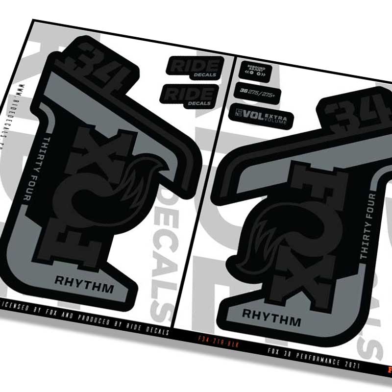 Fox 34 Rhythm fork decals- black- ride decals