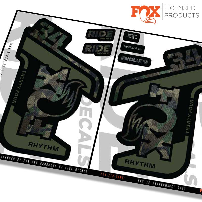 Fox 34 Rhythm fork Stickers- camo- ride decals