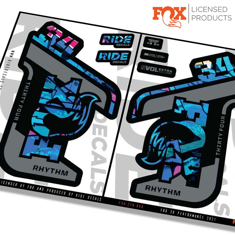 Fox 34 Rhythm fork Stickers- graffiti- ride decals
