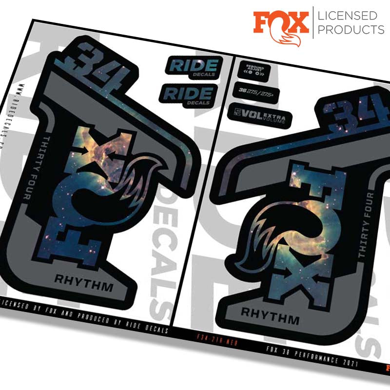 Fox 34 Rhythm fork Stickers- nebula- ride decals