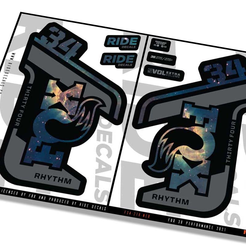 Fox 34 Rhythm fork decals- nebula- ride decals