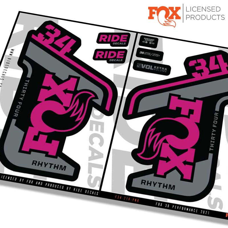 Fox 34 Rhythm fork decals- pink- ride decals