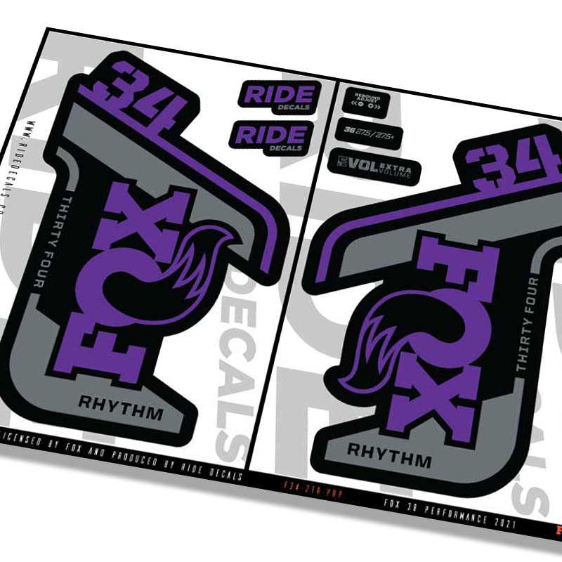 Fox 34 Rhythm fork decals- purple- ride decals
