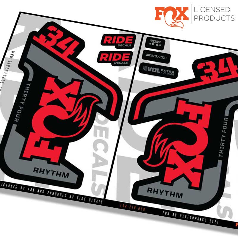 Fox 34 Rhythm fork Stickers- red- ride decals