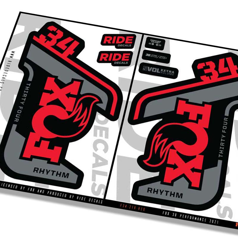 Fox 34 Rhythm fork decals- red- ride decals