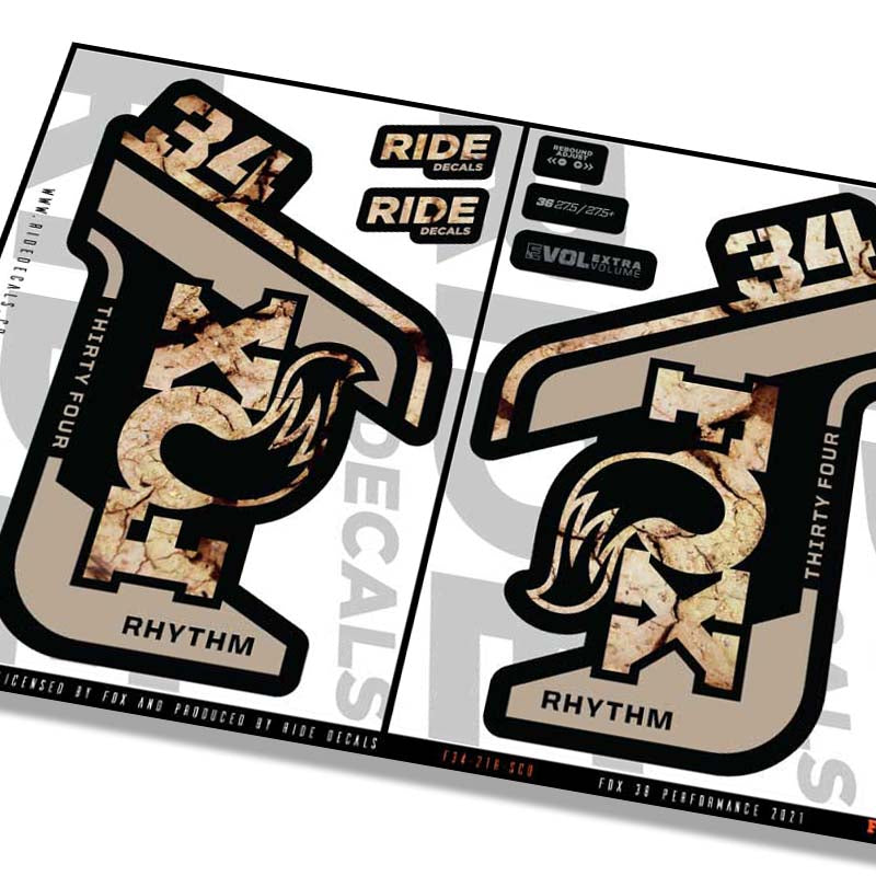 Fox 34 Rhythm fork decals- scorched earth- ride decals
