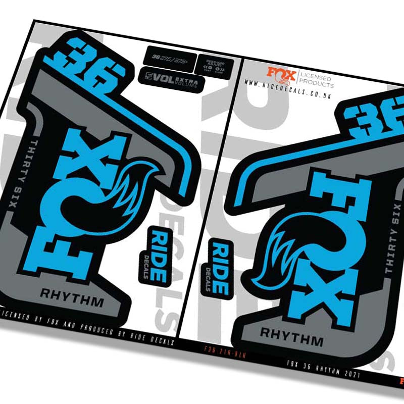 Fox 36 Rhythm fork Stickers- blue- ride decals