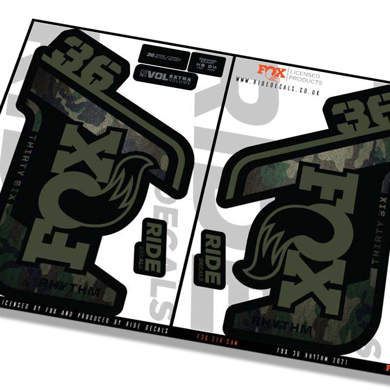 Fox 36 Rhythm fork Stickers- camo- ride decals