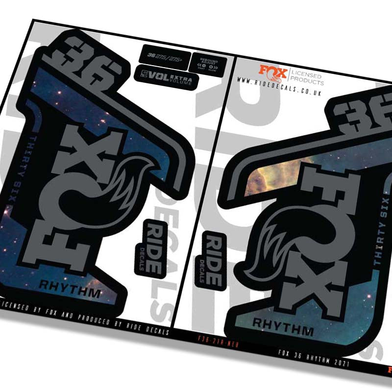 Fox 36 Rhythm fork Stickers- nebula- ride decals