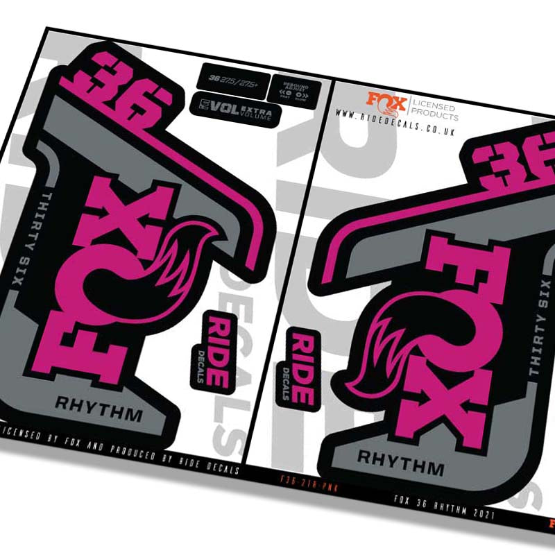 Fox 36 Rhythm fork Stickers- pink- ride decals