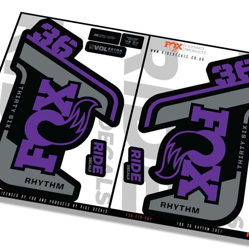 Fox 36 Rhythm fork decals- purple- ride decals