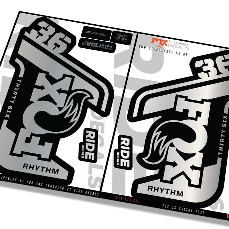 Fox 36 Rhythm fork decals- silver- ride decals