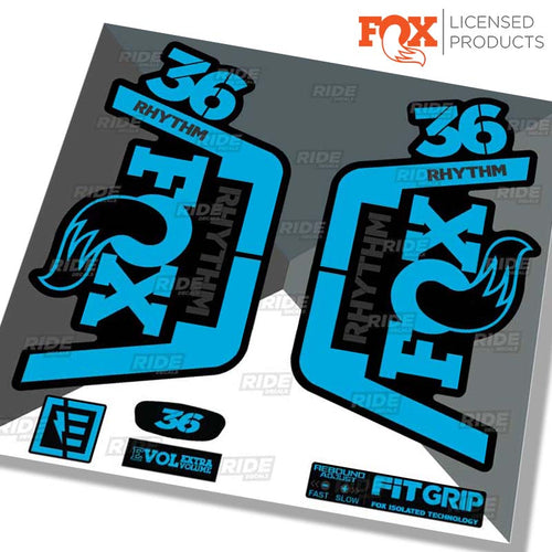 Fox 36 Rhythm Decals Fork Stickers, Blue, Made by Ride Decals