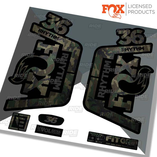 Fox 36 Rhythm Decals Fork Stickers, Camo, Made by Ride Decals