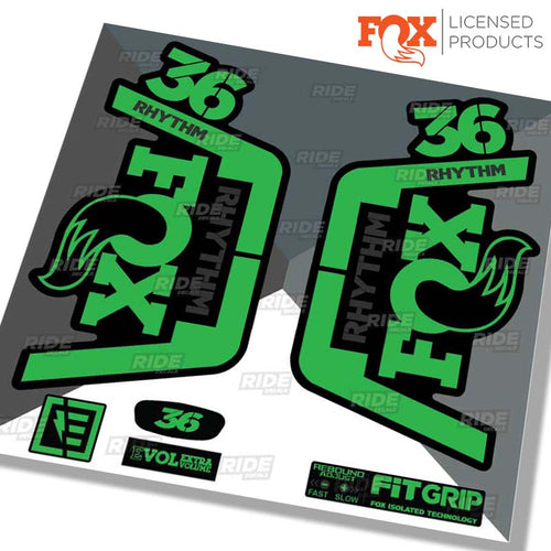 Fox 36 Rhythm Decals Fork Stickers, Green, Made by Ride Decals