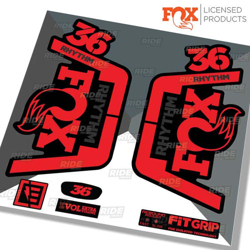 Fox 36 Rhythm Decals Fork Stickers, Red, Made by Ride Decals
