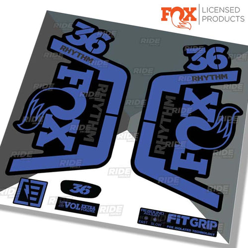 Fox 36 Rhythm Decals Fork Stickers, Slate Blue, Made by Ride Decals