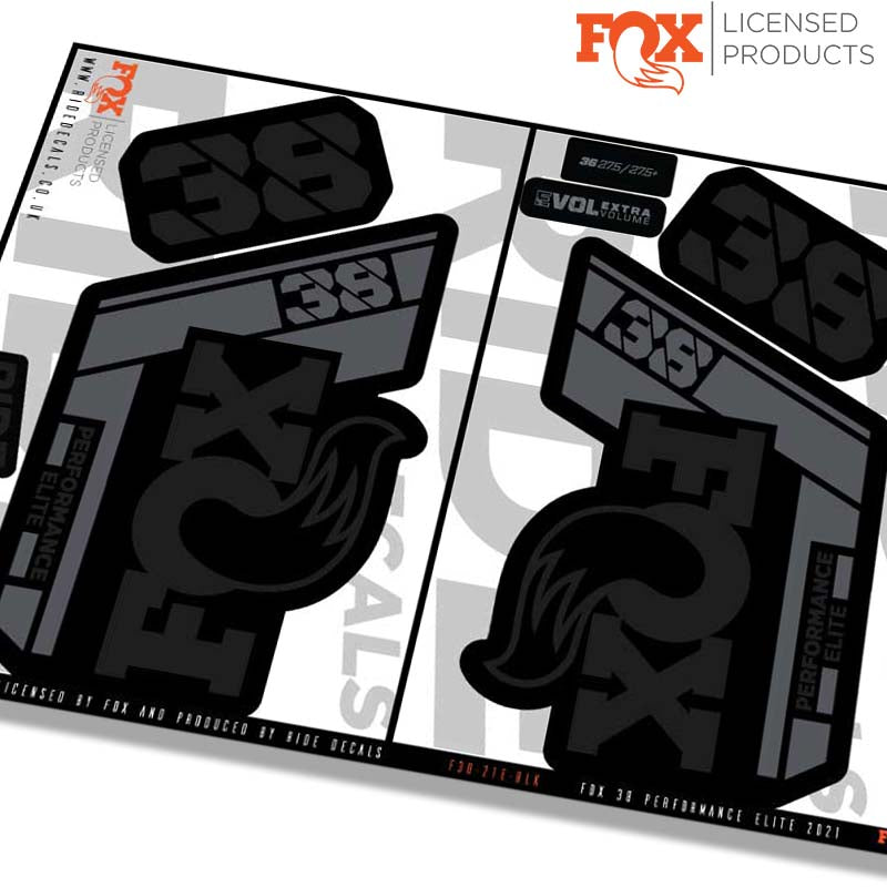 Fox 38 Performance Elite fork decals- black- ride decals