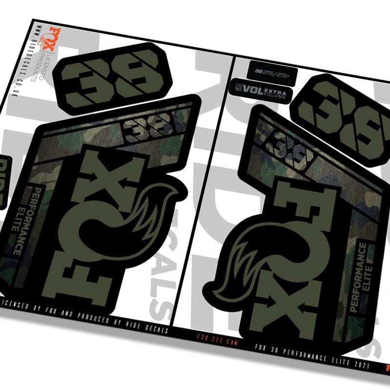 Fox 38 Performance Elite fork decals- camo- ride decals