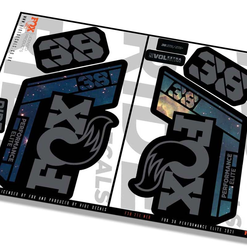 Fox 38 Performance Elite fork decals- nebula- ride decals