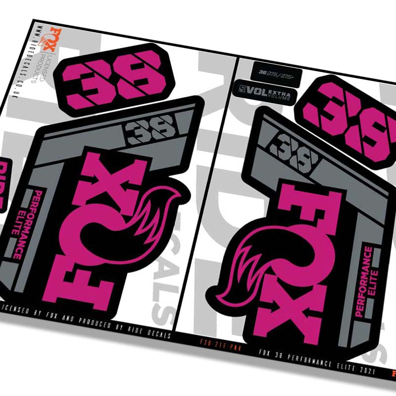 Fox 38 Performance Elite fork decals- pink- ride decals