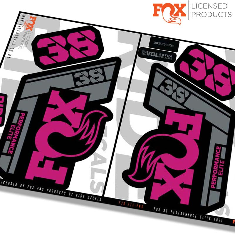 Fox 38 Performance Elite fork Stickers- pink- ride decals