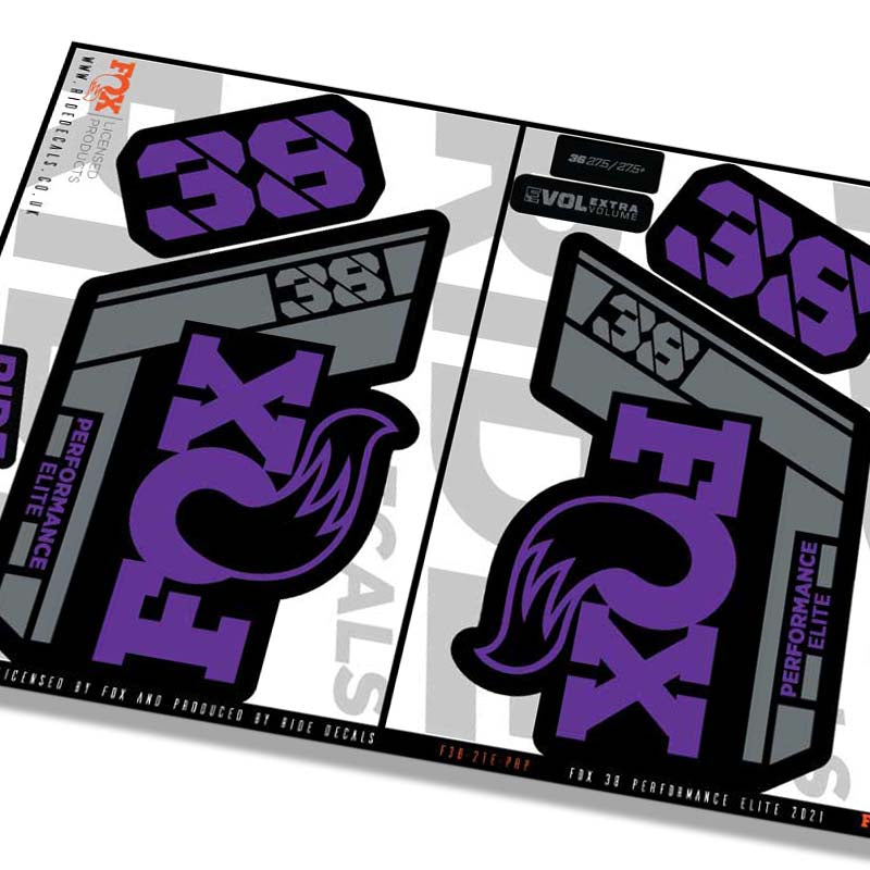 Fox 38 Performance Elite fork decals- purple- ride decals