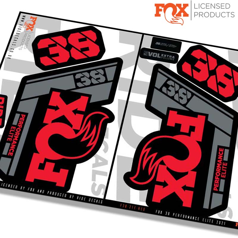 Fox 38 Performance Elite fork Stickers- red- ride decals