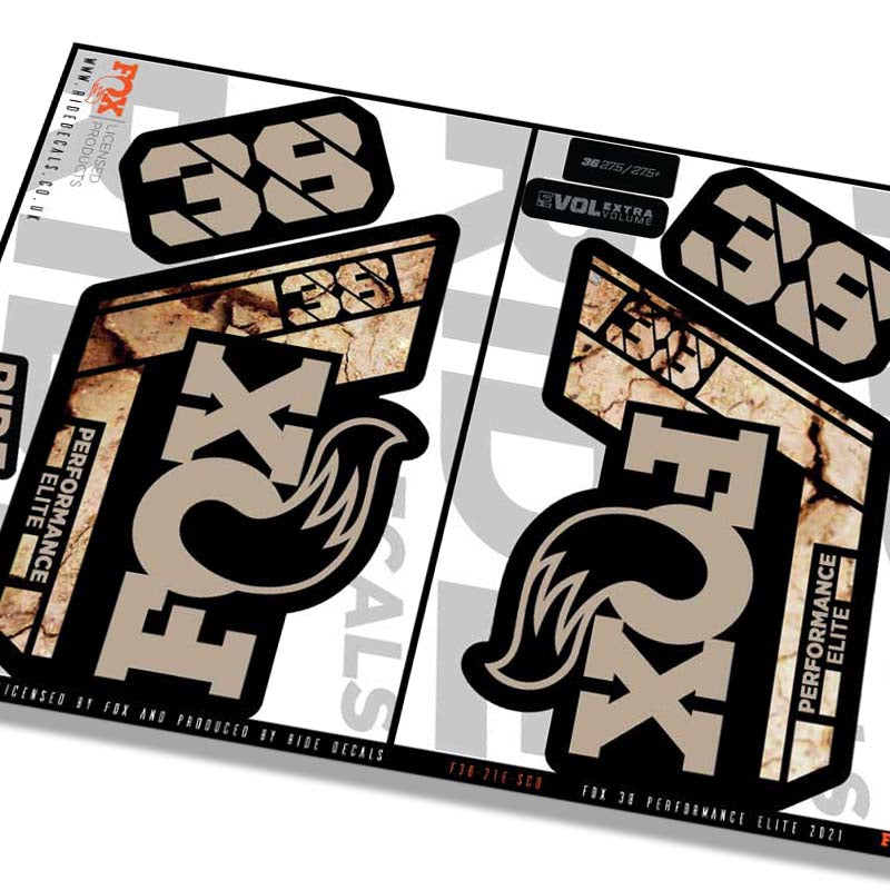 Fox 38 Performance Elite fork decals- scorched earth- ride decals