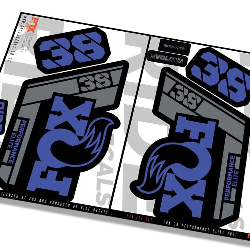 Fox 38 Performance Elite fork decals- slate blue- ride decals
