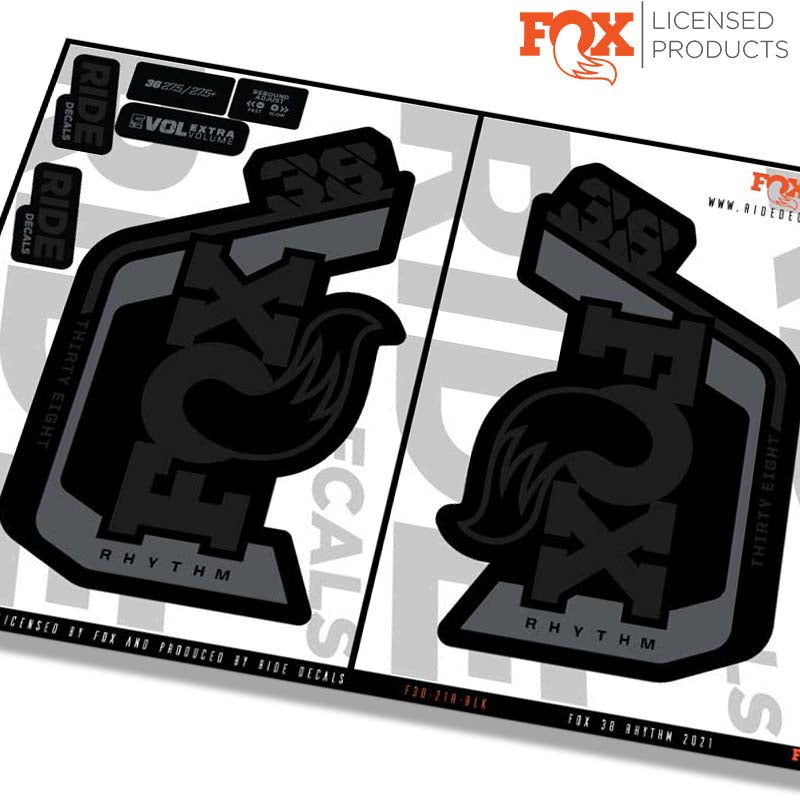 Fox 38 Rhythm fork Stickers- black- ride decals