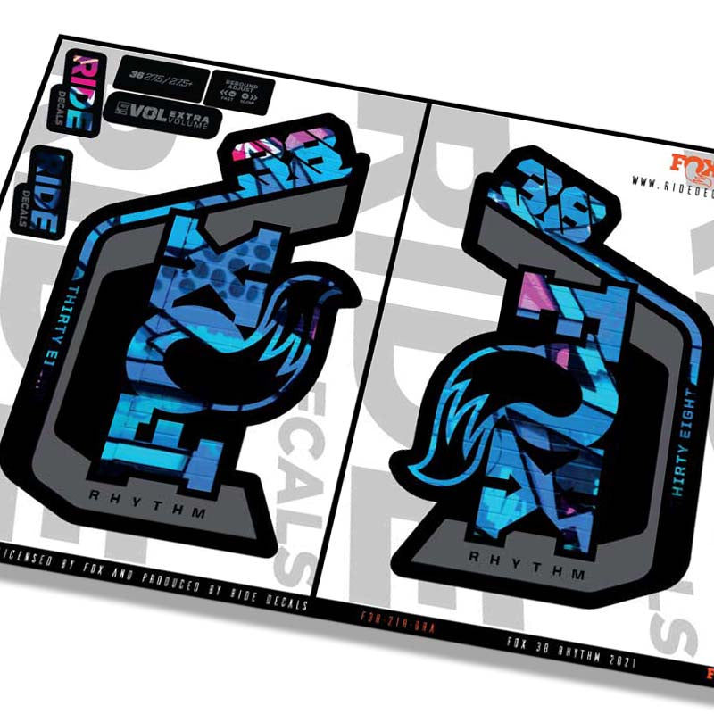 Asmp Stickers Fox 38 Rhythm Fork Decals Graffiti - Ride Decals /Licensed by Fox