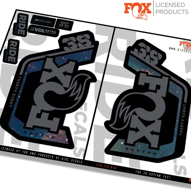Fox 38 Rhythm fork Stickers- nebula- ride decals